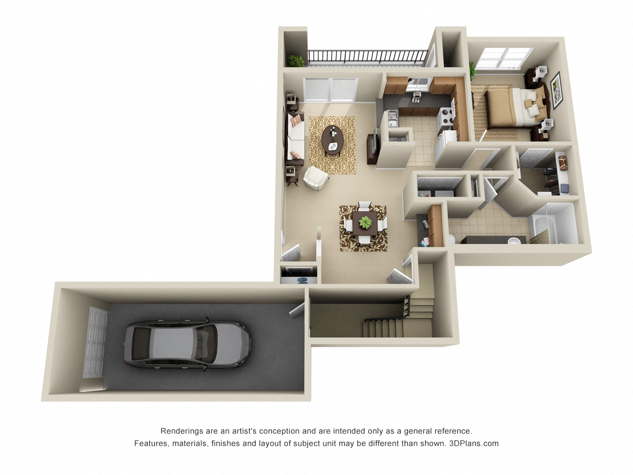 Floor plan for 1 bed, 1 bath, 920 sqft